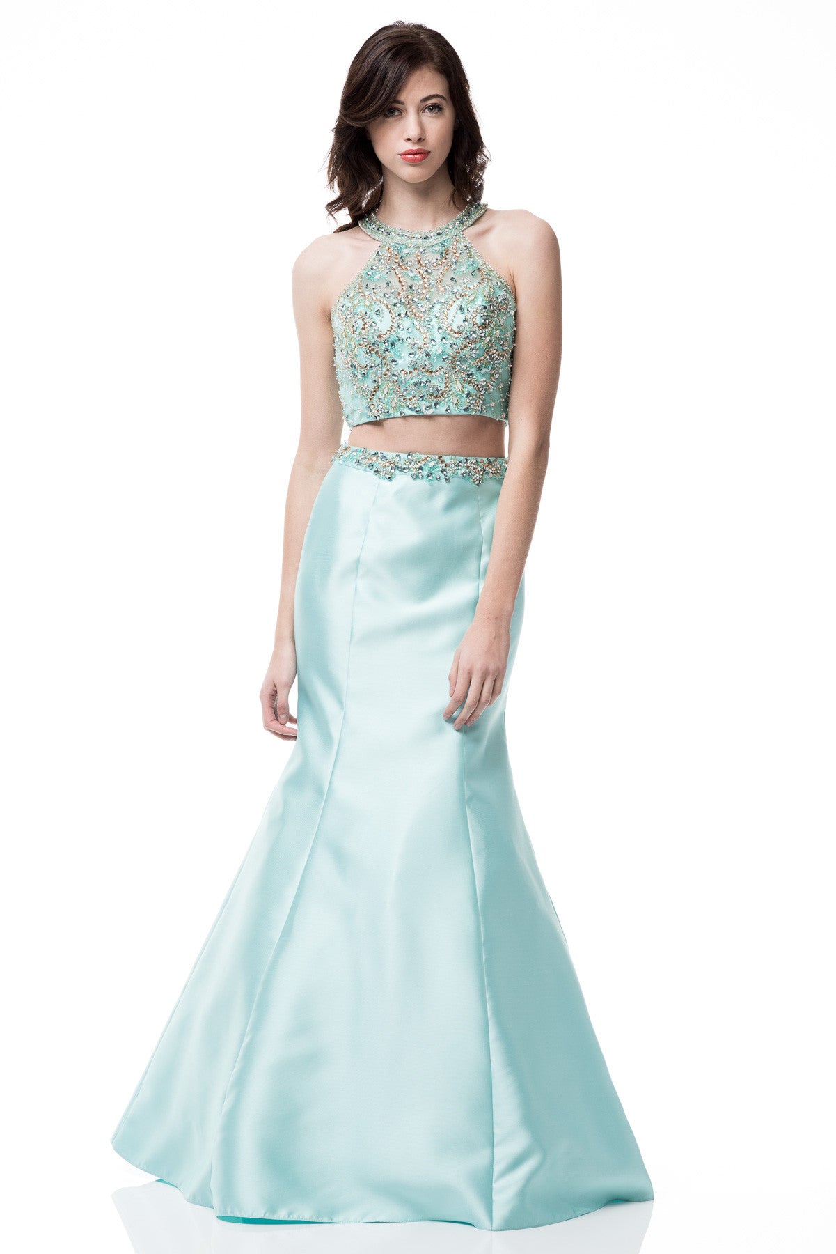 open lace back dress Rachel Allan 70842 Long Formal Beaded Slit Prom Dress – The Dress Outlet